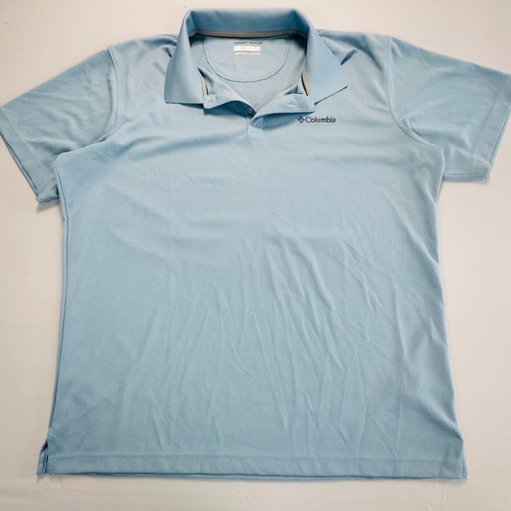 Columbia Omni-Wick Mens Large Light Blue Short Sleeve Performance Polo AM0126